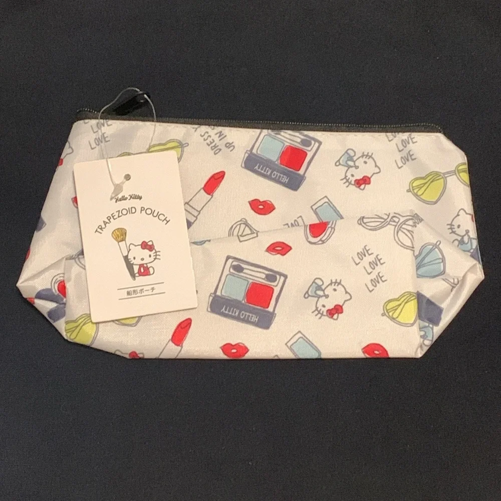 NWT Hello Kitty Makeup Bag Trapezoid Pouch from Japan
